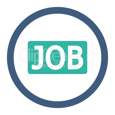 Job flat cobalt and cyan colors rounded vector icon