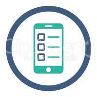 Mobile test flat cobalt and cyan colors rounded vector icon