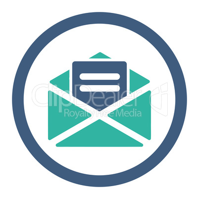 Open mail flat cobalt and cyan colors rounded vector icon