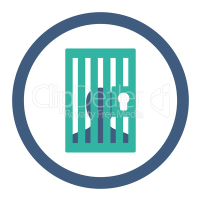 Prison flat cobalt and cyan colors rounded vector icon