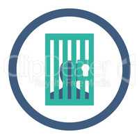 Prison flat cobalt and cyan colors rounded vector icon