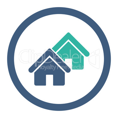 Realty flat cobalt and cyan colors rounded vector icon