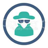 Spy flat cobalt and cyan colors rounded vector icon