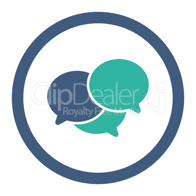 Webinar flat cobalt and cyan colors rounded vector icon