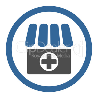 Drugstore flat cobalt and gray colors rounded vector icon