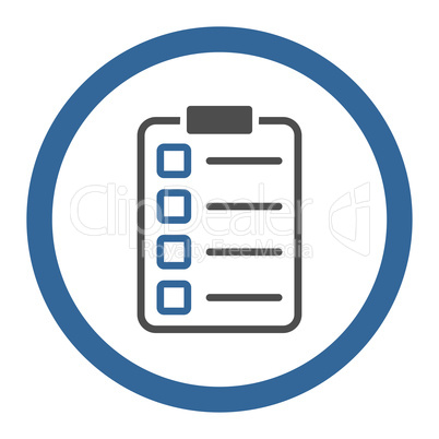 Examination flat cobalt and gray colors rounded vector icon