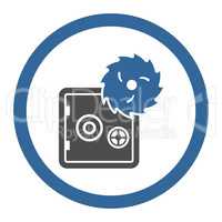 Hacking theft flat cobalt and gray colors rounded vector icon