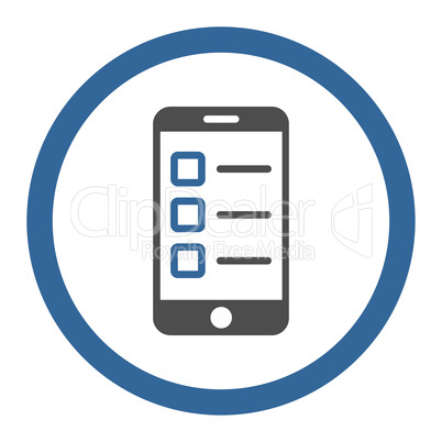 Mobile test flat cobalt and gray colors rounded vector icon