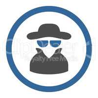 Spy flat cobalt and gray colors rounded vector icon