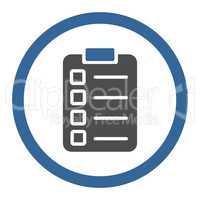 Test task flat cobalt and gray colors rounded vector icon