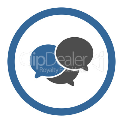 Webinar flat cobalt and gray colors rounded vector icon