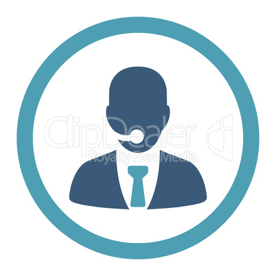 Call center operator flat cyan and blue colors rounded vector icon
