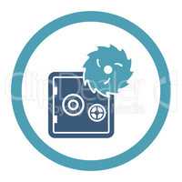 Hacking theft flat cyan and blue colors rounded vector icon