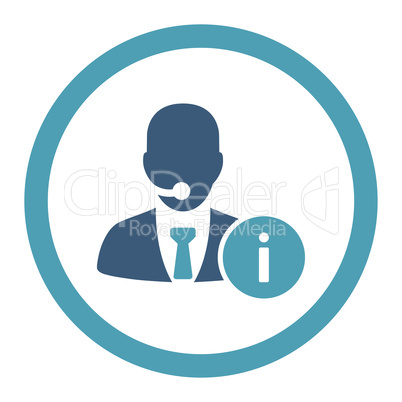 Help desk flat cyan and blue colors rounded vector icon