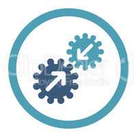 Integration flat cyan and blue colors rounded vector icon