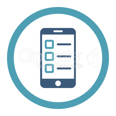 Mobile test flat cyan and blue colors rounded vector icon