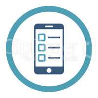 Mobile test flat cyan and blue colors rounded vector icon