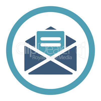 Open mail flat cyan and blue colors rounded vector icon