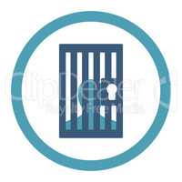 Prison flat cyan and blue colors rounded vector icon