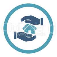 Realty insurance flat cyan and blue colors rounded vector icon