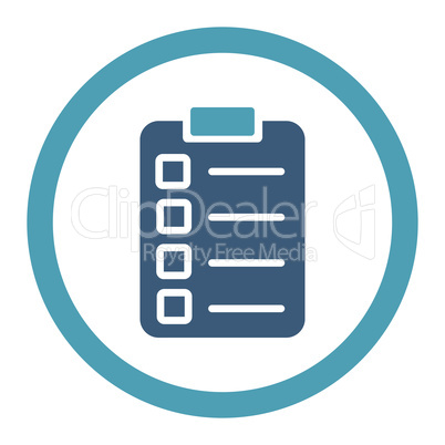 Test task flat cyan and blue colors rounded vector icon