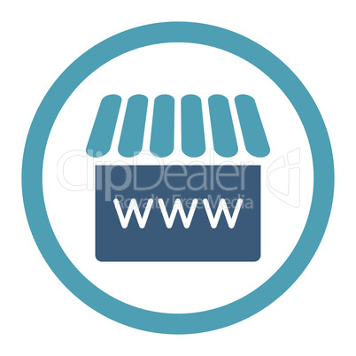 Webstore flat cyan and blue colors rounded vector icon