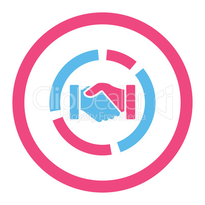 Acquisition diagram flat pink and blue colors rounded vector icon