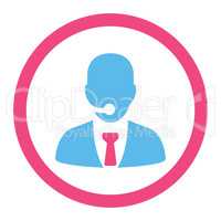 Call center operator flat pink and blue colors rounded vector icon