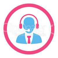 Call center flat pink and blue colors rounded vector icon