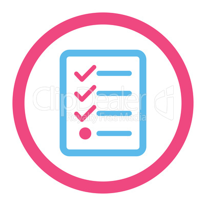 Checklist flat pink and blue colors rounded vector icon