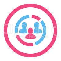 Demography diagram flat pink and blue colors rounded vector icon