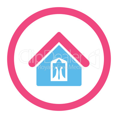 Home flat pink and blue colors rounded vector icon