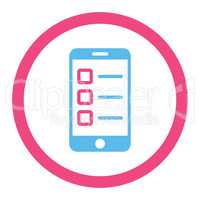 Mobile test flat pink and blue colors rounded vector icon
