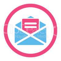 Open mail flat pink and blue colors rounded vector icon
