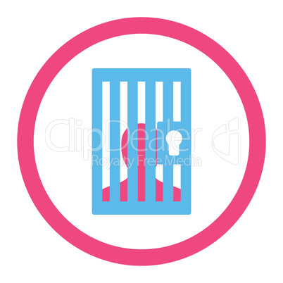 Prison flat pink and blue colors rounded vector icon