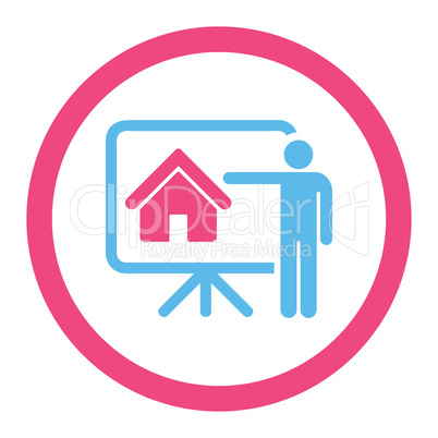 Realtor flat pink and blue colors rounded vector icon