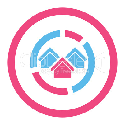 Realty diagram flat pink and blue colors rounded vector icon