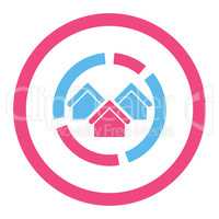Realty diagram flat pink and blue colors rounded vector icon