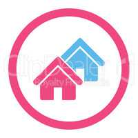 Realty flat pink and blue colors rounded vector icon
