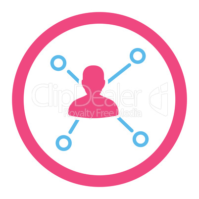 Relations flat pink and blue colors rounded vector icon