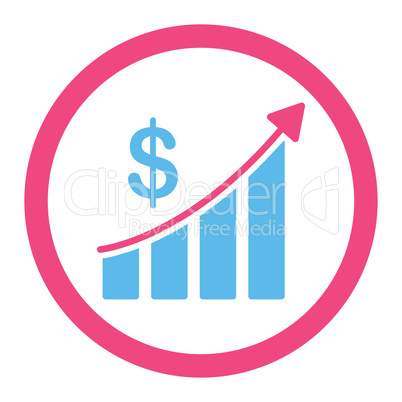 Sales flat pink and blue colors rounded vector icon