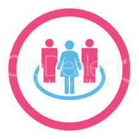 Society flat pink and blue colors rounded vector icon