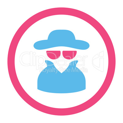 Spy flat pink and blue colors rounded vector icon