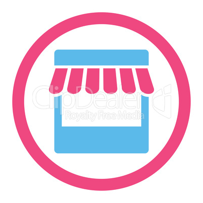 Store flat pink and blue colors rounded vector icon