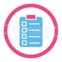 Test task flat pink and blue colors rounded vector icon