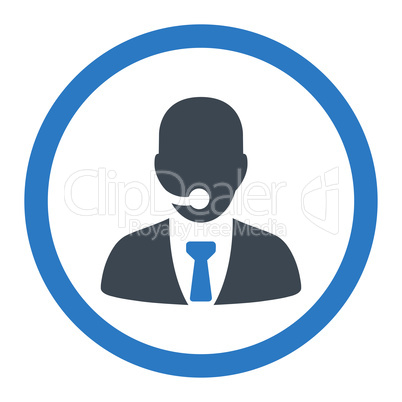 Call center operator flat smooth blue colors rounded vector icon