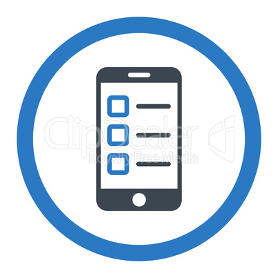 Mobile test flat smooth blue colors rounded vector icon