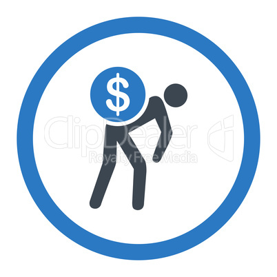 Money courier flat smooth blue colors rounded vector icon