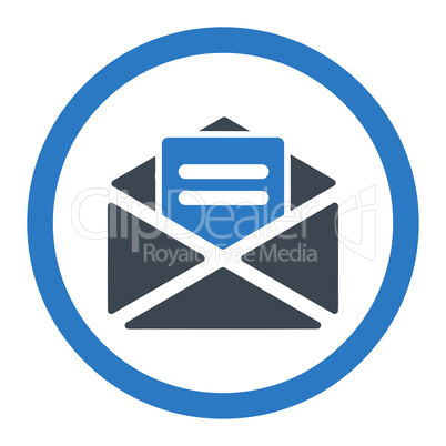 Open mail flat smooth blue colors rounded vector icon