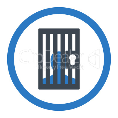 Prison flat smooth blue colors rounded vector icon